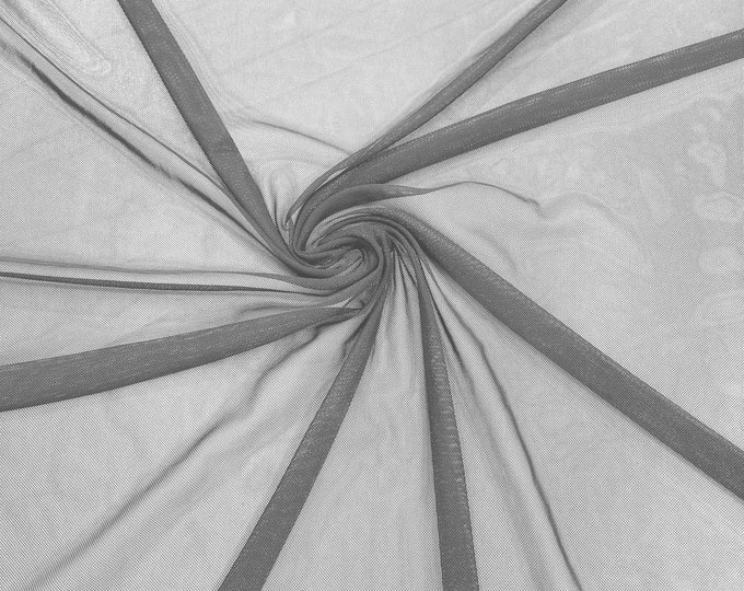 Silver 58/60" Wide Solid Stretch Power Mesh Fabric Nylon Spandex Sold By The Yard.