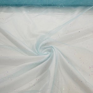 Aqua Iridescent sparkle tulle glitter with sequin fabric shimmer/ tulle glitter for dresses/ mesh glitter fabric/ costume fabric.