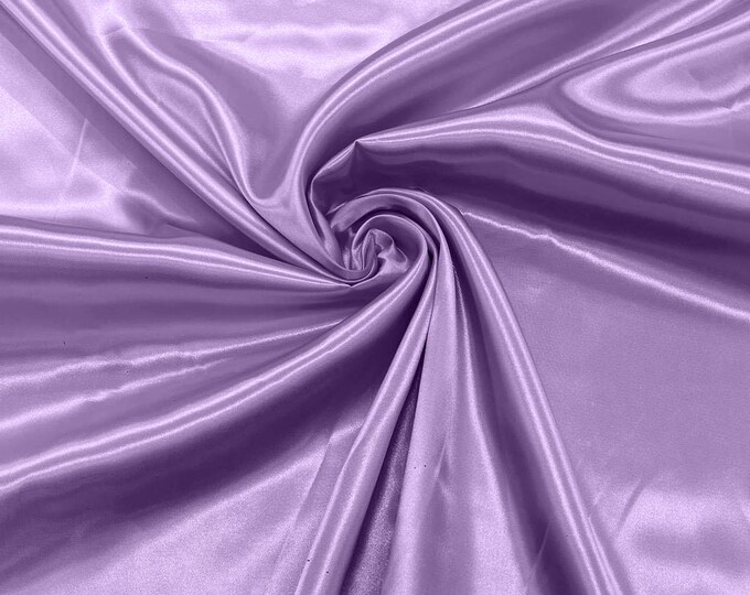 Lavender Shiny Satin Charmeuse Fabric| 58" Wide| Wedding| Bridal| Evening Gown| Prom.