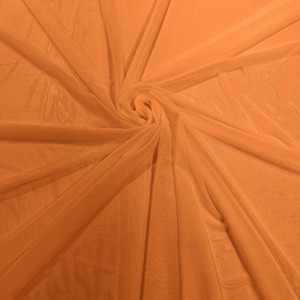 Orange 58/60&quot; Wide Solid Stretch Power Mesh Fabric Spandex/ Sheer See-Though/Sold By The Yard. New Colors