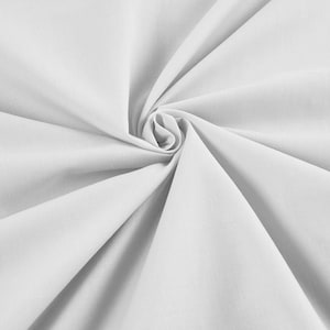White - 58-59&quot; Wide Premium Light Weight Poly Cotton Blend Broadcloth Fabric Sold By The Yard.