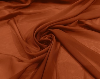 Burnt Orange 5Yards 60" Wide Sheer Fabric Chiffon Fabric by The Yard Continuous Solid Color Draping Fabric for Wedding Party Easter Backdrop