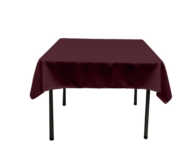 Burgundy Square Polyester Poplin Table Overlay - Diamond. Choose Size Below