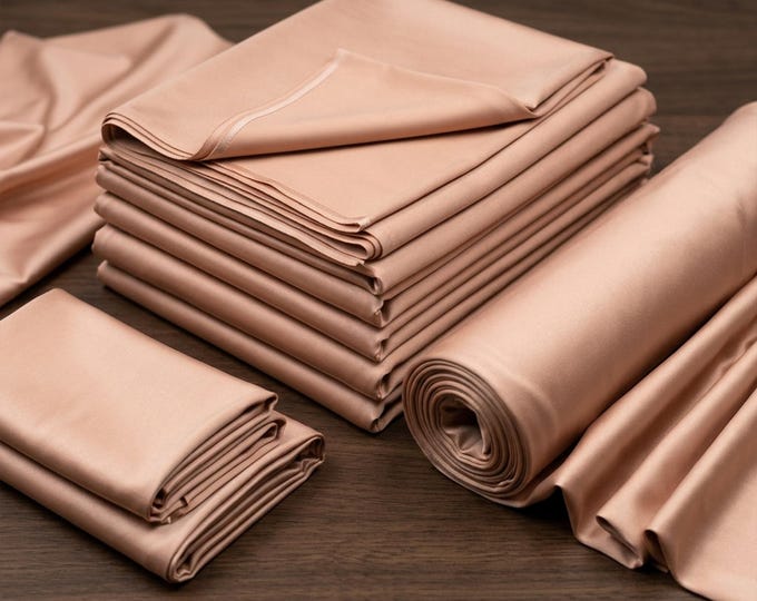 Peach Heavy Shiny Satin Stretch Spandex Fabric 58" Wide, Peach Satin Fabric, Stretch Dress Fabric, Prom Fabric By The Yard