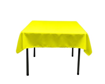 Neon Yellow Square Polyester Poplin Table Overlay - Diamond. Choose Size Below