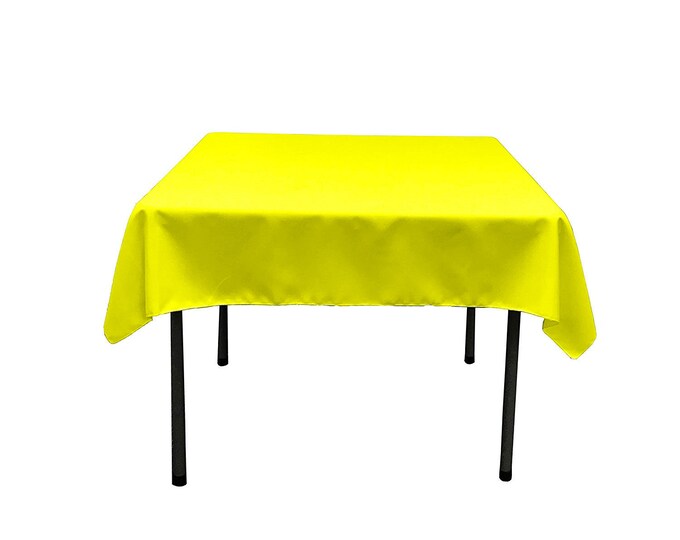 Neon Yellow Square Polyester Poplin Table Overlay - Diamond. Choose Size Below