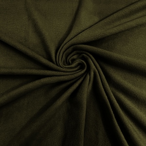 Dark Olive Green Solid Polar Fleece Fabric Anti-Pill 58&quot; Wide Sold by The Yard.