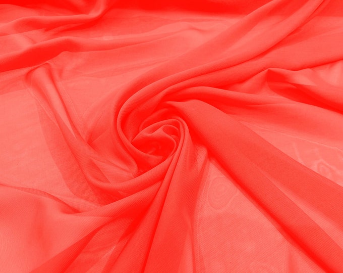 Neon Pink 5 Yards 60" Wide Sheer Fabric Chiffon Fabric by The Yard Continuous Solid Color Draping Fabric for Wedding Party Easter Backdrop