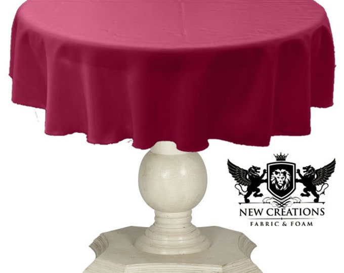 Dark Fuchsia Tablecloth Solid Dull Bridal Satin Overlay for Small Coffee Table Seamless.