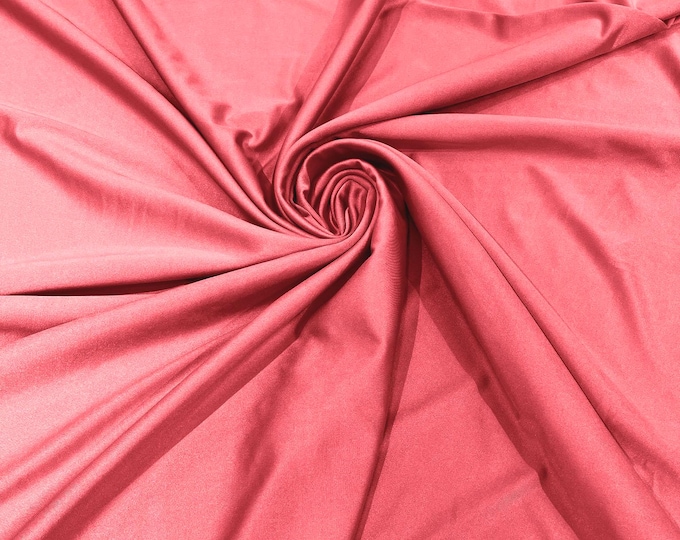 Coral Salmon Shiny Spandex Fabric 58" Wide| 4-Way Stretch Nylon, Swim & Costume.