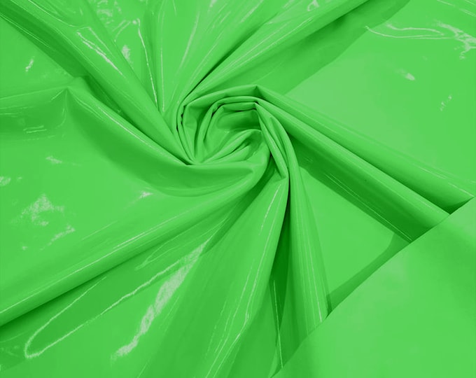 Spandex Shiny Vinyl Fabric (Latex Stretch) - Sold By The Yard - Lime Green