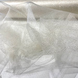 White/Gold sparkle tulle glitter fabric shimmer/ tulle glitter for dresses/ mesh glitter fabric/ costume fabric/ wholesale