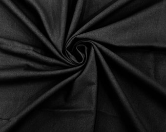 Black Medium Weight Natural Linen Fabric/50 " Wide/Clothing