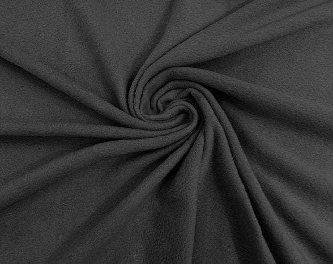 Dark Gray Solid Polar Fleece Fabric Anti-Pill 58" Wide Sold by The Yard.