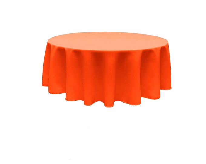 Neon Orange  - Solid Round Polyester Poplin Tablecloth Seamless.