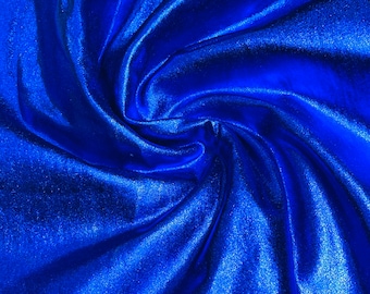 Royal Blue Metallic Foil Lame Spandex- Sold By The Yard.
