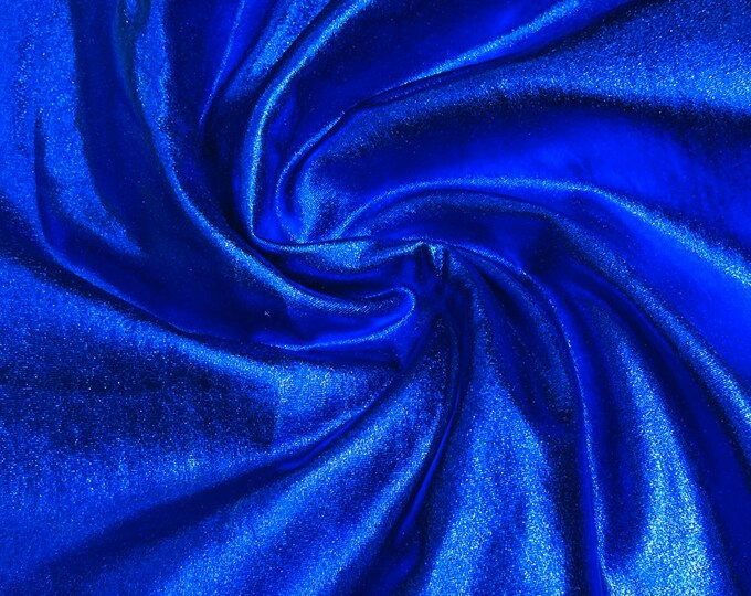 Royal Blue Metallic Foil Lame Spandex- Sold By The Yard.