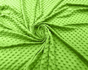Neon Green 58" Wide 100%  Polyester Minky Dimple Dot Soft Cuddle Fabric SEW Craft Sold by The Yard.