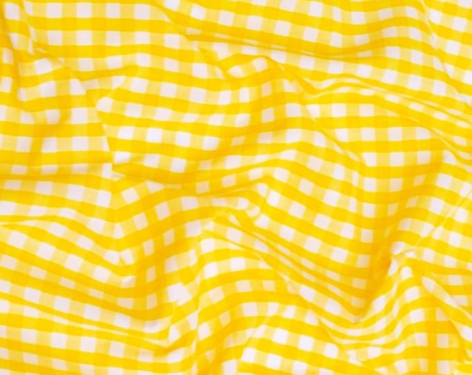 Yellow Gingham 1/8" Checkered Poly Cotton Blend 58" Wide Fabric | Quilting| Dresses.