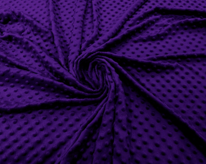 Dark Purple 58" Wide 100%  Polyester Minky Dimple Dot Soft Cuddle Fabric SEW Craft Sold by The Yard