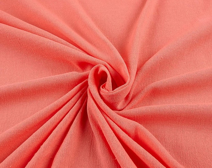 Coral Cotton Gauze Fabric 100% Cotton 48/50" inches Wide Crinkled Lightweight Sold by The Yard.