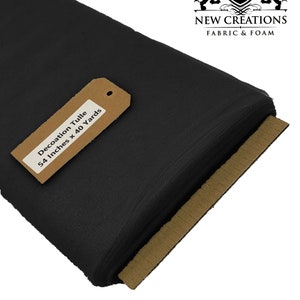 Black 54&quot; Wide by 40 Yards Long (120 Feet) Polyester Tulle Fabric Bolt, for Wedding and Decoration.
