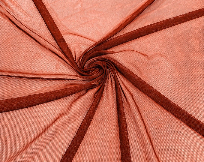 Rust 58/60" Wide Solid Stretch Power Mesh Fabric Spandex/ Sheer See-Though/Sold By The Yard. New Colors