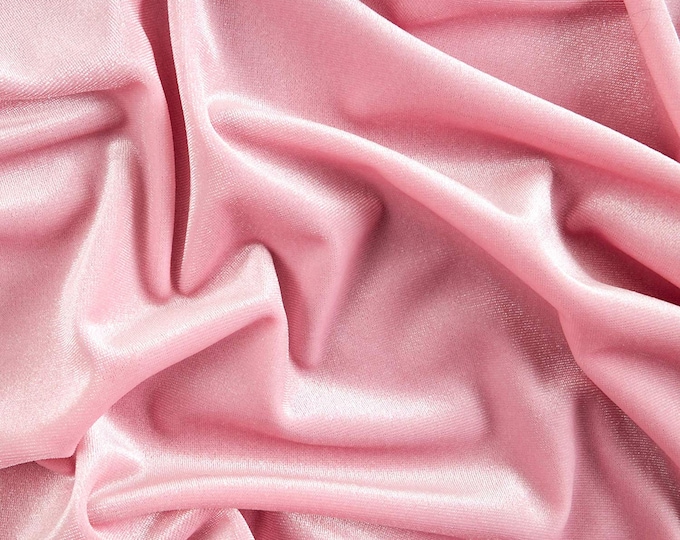 Pink 60" Wide 90% Polyester 10 Percent Spandex Stretch Velvet Fabric for Sewing Apparel Costumes Craft, Sold By The Yard.