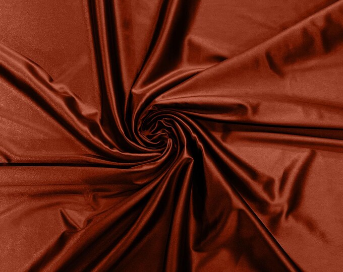 Rust Deluxe Shiny Polyester Spandex Fabric Stretch 58" Wide Sold by The Yard.