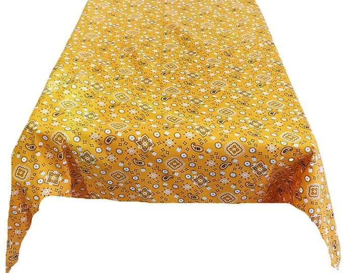 New Creations Fabric & Foam Inc, Bandanna Print Poly Cotton Tablecloth ( Tangerine , Choose Size Below