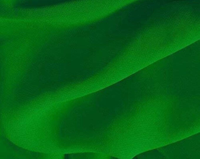 Kelly Green 58/60" Wide 100% Polyester Soft Light Weight, Sheer, See Through Chiffon Fabric Sold By The Yard.