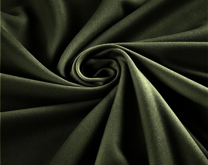 Olive Green Stretch Crepe Scuba Techno Knit Polyester Spandex Fabric for Bows, Top Knots, Head Wraps, Clothes, Costumes, Crafts