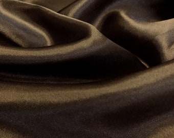 Brown 58-59" Wide - 96 percent Polyester, 4% Spandex Light Weight Silky Stretch Charmeuse Satin Fabric by The Yard.