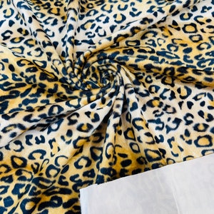 Tela de piel sintética Velboa con estampado animal de leopardo dorado/crema/negro/58&quot;/60&quot; de ancho/disfraces/Tapicería/Mantas para niños/Juguetes/Ropa para niños.
