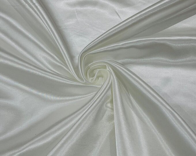 Dark Ivory Heavy Shiny Bridal Satin Fabric for Wedding Dress, 60" inches wide sold by The Yard. New Colors