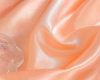 Peach Heavy Shiny Bridal Satin Fabric for Wedding Dress, 60" inches wide sold by The Yard.