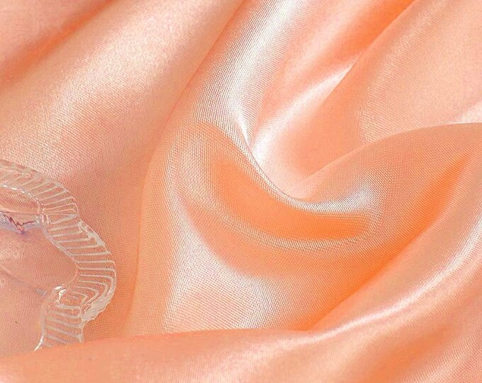 Peach Heavy Shiny Bridal Satin Fabric for Wedding Dress, 60" inches wide sold by The Yard.