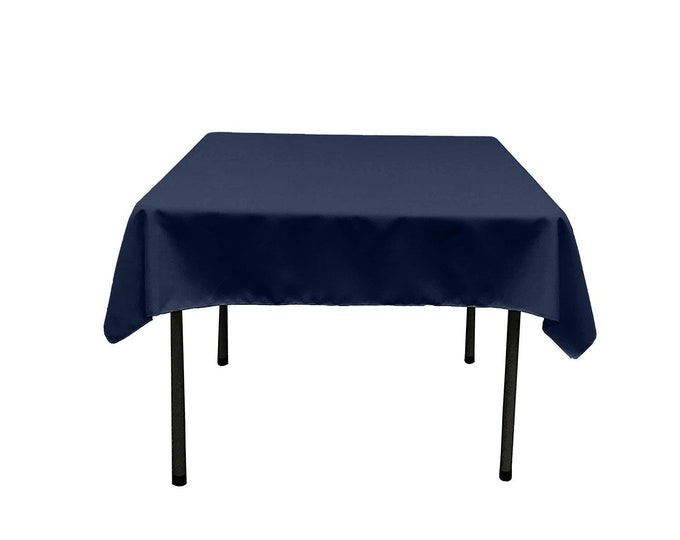 Navy Blue - Square Polyester Poplin Table Overlay - Diamond. Choose Size Below