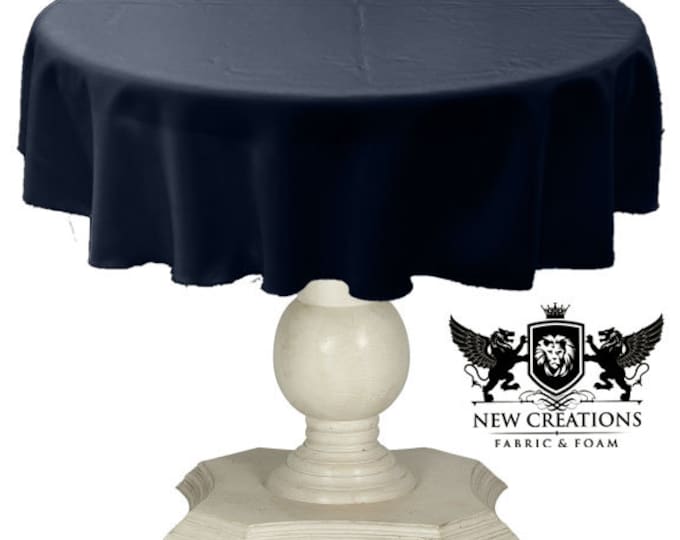 Navy Blue Tablecloth Solid Dull Bridal Satin Overlay for Small Coffee Table Seamless.
