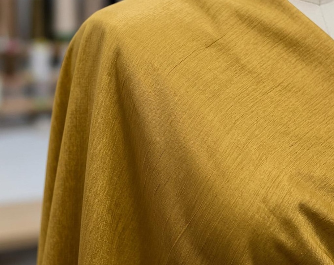 Mustard Gold Stretch Taffeta Fabric By The Yard, Two Tone Bridal Taffeta Fabric For Wedding Gowns Dresses Event Decor