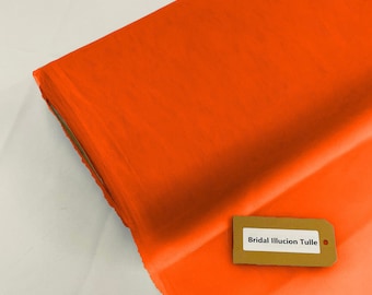 Dark Orange - Bridal Illusion Tulle 108"Wide Polyester Premium Tulle Fabric Bolt.