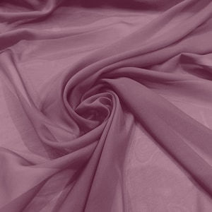 Mauve 5 Yards 60&quot; Wide Sheer Fabric Chiffon Fabric by The Yard Continuous Solid Color Draping Fabric for Wedding Party Easter Backdrop
