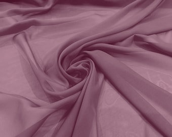 Mauve 5 Yards 60" Wide Sheer Fabric Chiffon Fabric by The Yard Continuous Solid Color Draping Fabric for Wedding Party Easter Backdrop