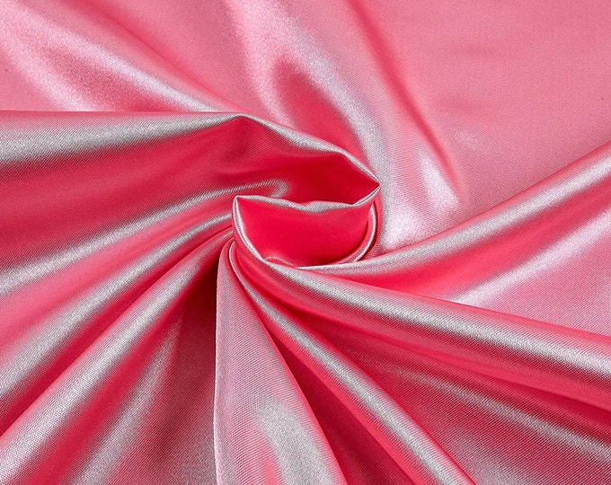 Candy Pink Heavy Shiny Bridal Satin Fabric for Wedding Dress, 60" inches wide sold by The Yard.