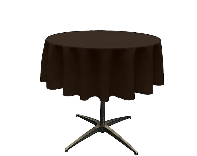 Brown - Solid Round Polyester Poplin Tablecloth Seamless.