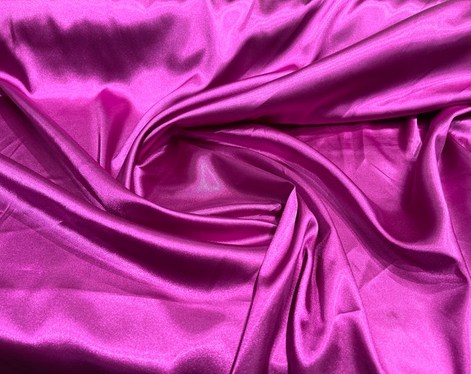 Magenta 58-59" Wide - 96 percent Polyester, 4% Spandex Light Weight Silky Stretch Charmeuse Satin Fabric by The Yard.