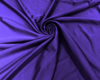 Tela de nailon y spandex Milliskin brillante de color morado oscuro, elástica en 4 direcciones, 58 "de ancho, vendida cortada a medida