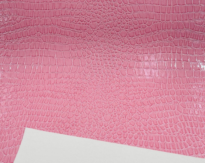 Pink Crocodile Vinyl Embossed 3D Scales-Faux Leather-Sold By Yard