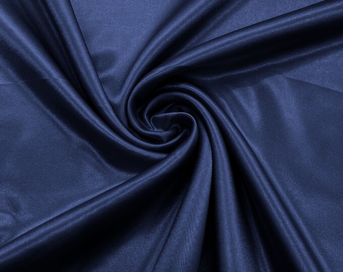 Light Navy Blue Crepe Back Satin Bridal Fabric Draper/Prom/Wedding/58" Inches Wide Japan Quality.