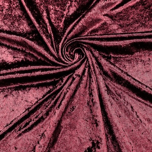 Burgundy 59&quot; Wide Crushed Stretch Panne Velvet Velour Fabric Sold By The Yard.